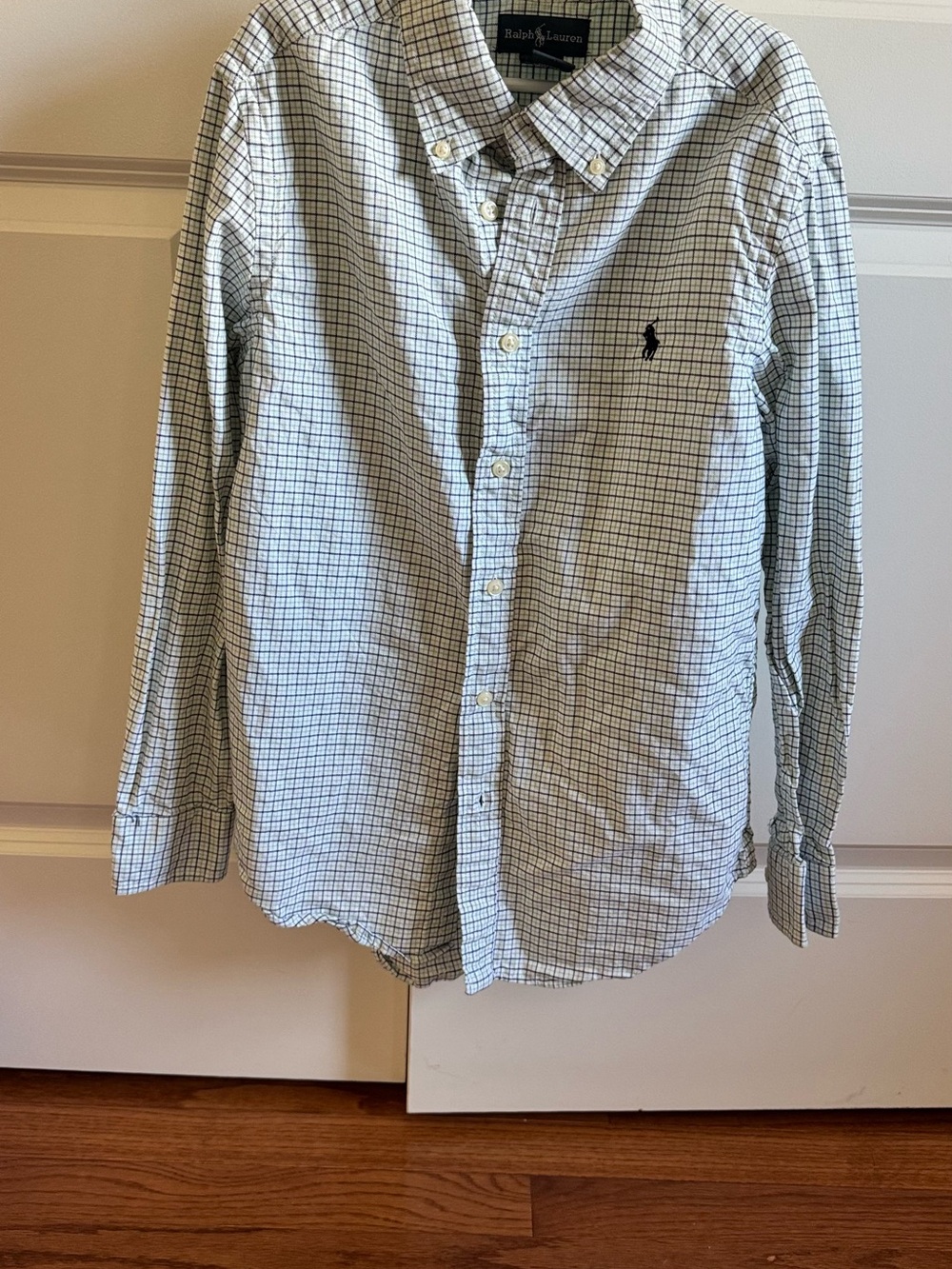Ralph Lauren Men’s Button-Down Plaid Shirt - Light Blue & White